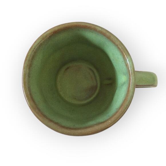 Vintage Frankoma Flat Cup Wagon Wheel Prairie Green Mug 94C Made in the USA - Picture 4 of 4